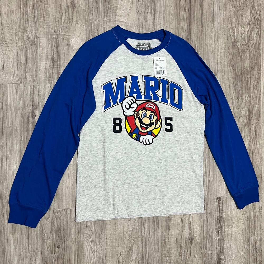 Super Mario Graphic Boys Crew Neck Long Sleeve Regular Fit  T-Shirt L 14/16